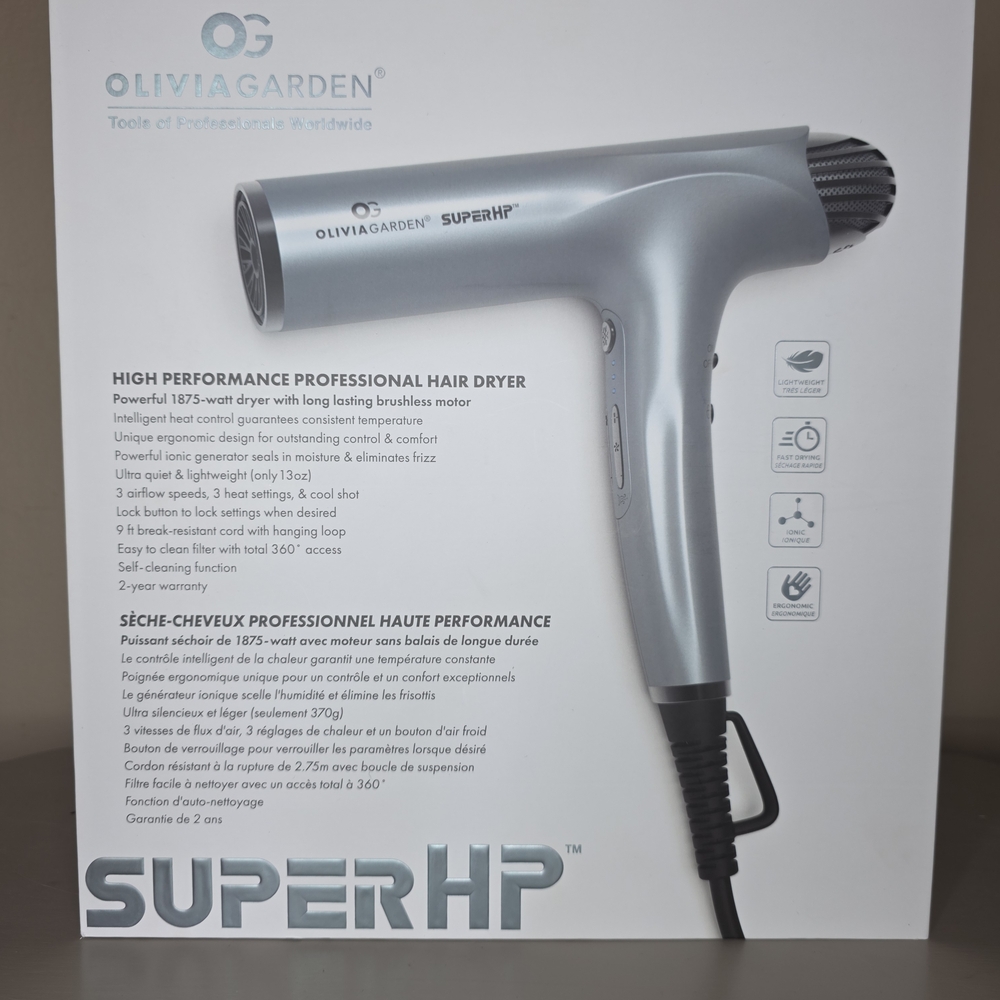 Olivia Garden SuperHP Hair Dryer - Metallic Light Blue - Picture 2 of 7